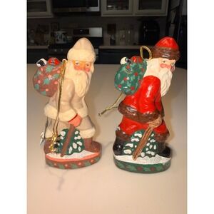 Vintage House of Hatten Santa Ornament Set Father Christmas 1994 Folk Art w/ Tag